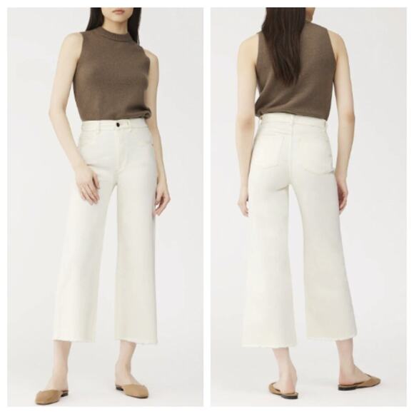 DL1961 Hepburn Wide Leg High Rise Vintage Ankle Jeans Eggshell 31 - Picture 1 of 7